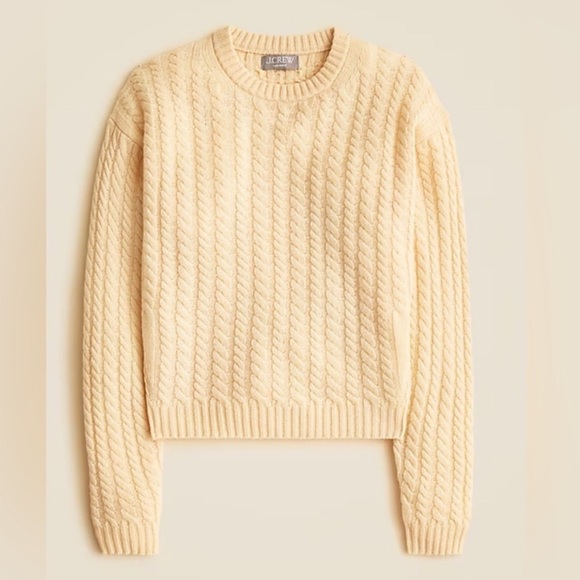 J. Crew Sweaters - J crew candle yellow Perfect cashmere cable-knit crewneck sweater